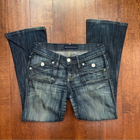 Rock & Republic Women’s Low Rise Jeans with a Bit of Flare, Y2K Style, Size 26 - Picture 2 of 16